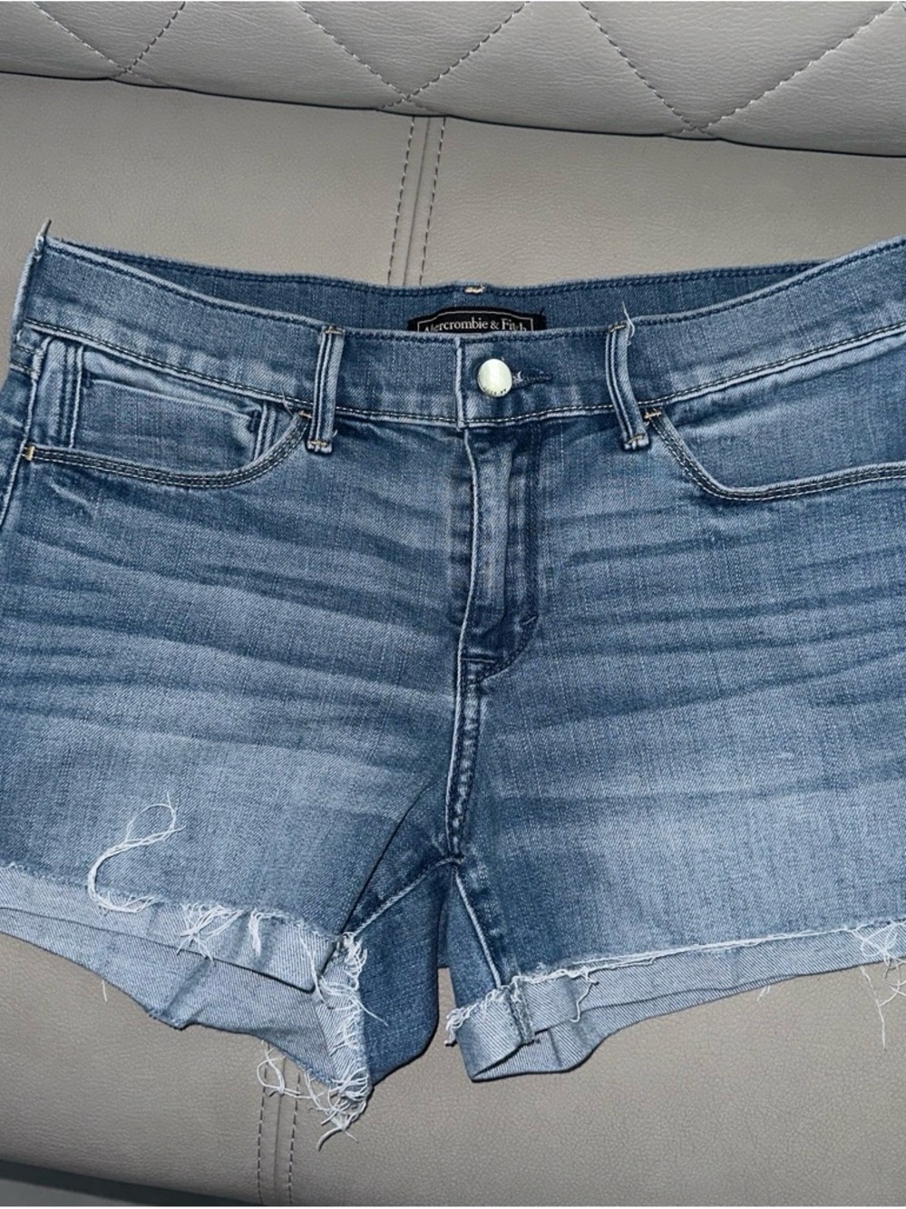 Abercrombie & Fitch Light Blue Distressed Denim Shorts